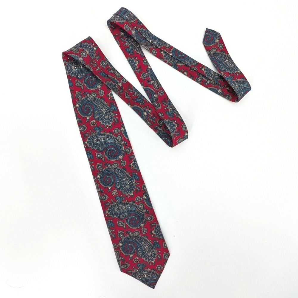 Christian Dior Monsieur Silk Tie Vintage Red Paisley Pattern Necktie - Picture 3 of 10